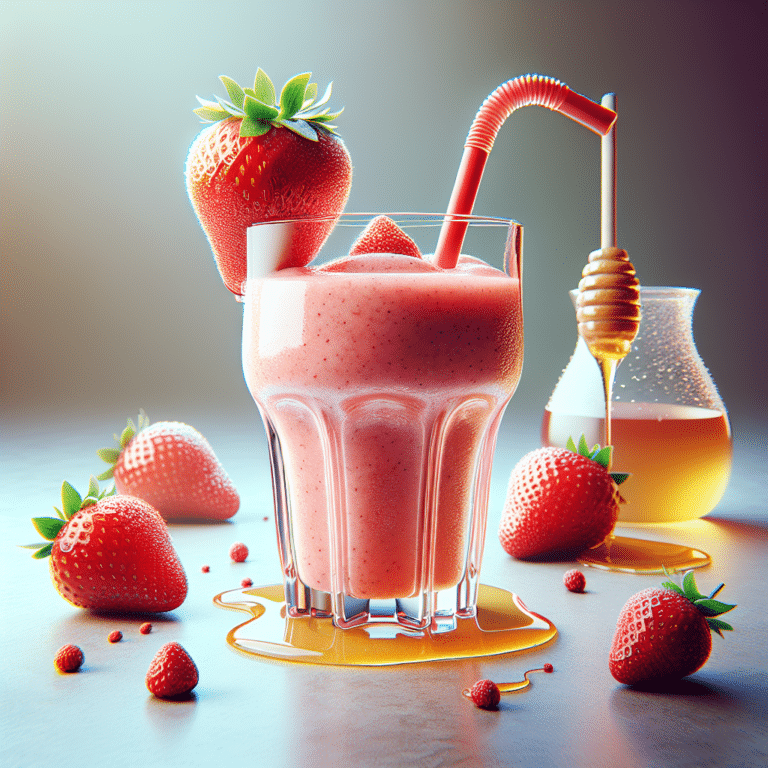 Nutritious Fruit Strawberry Smoothie Sweetened with Honey