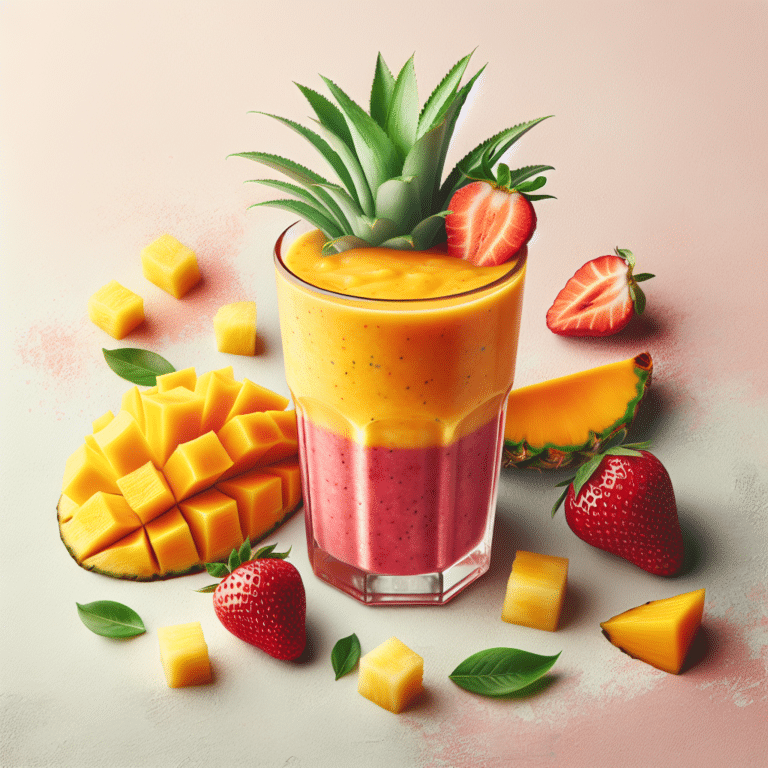 Easy Pineapple Mango Strawberry Smoothie Recipe