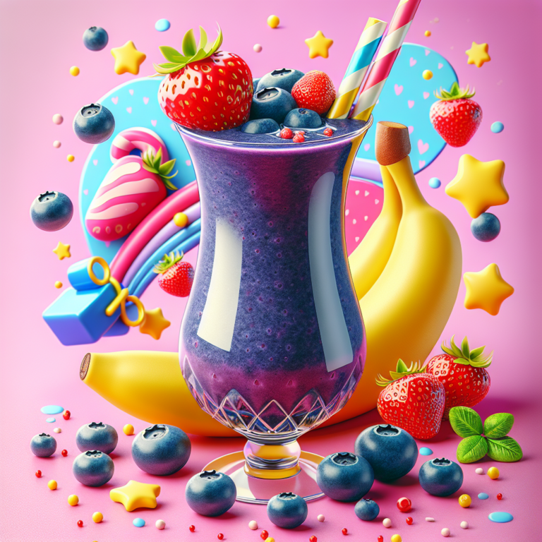 Blueberry Banana Smoothie with Strawberries for Kids