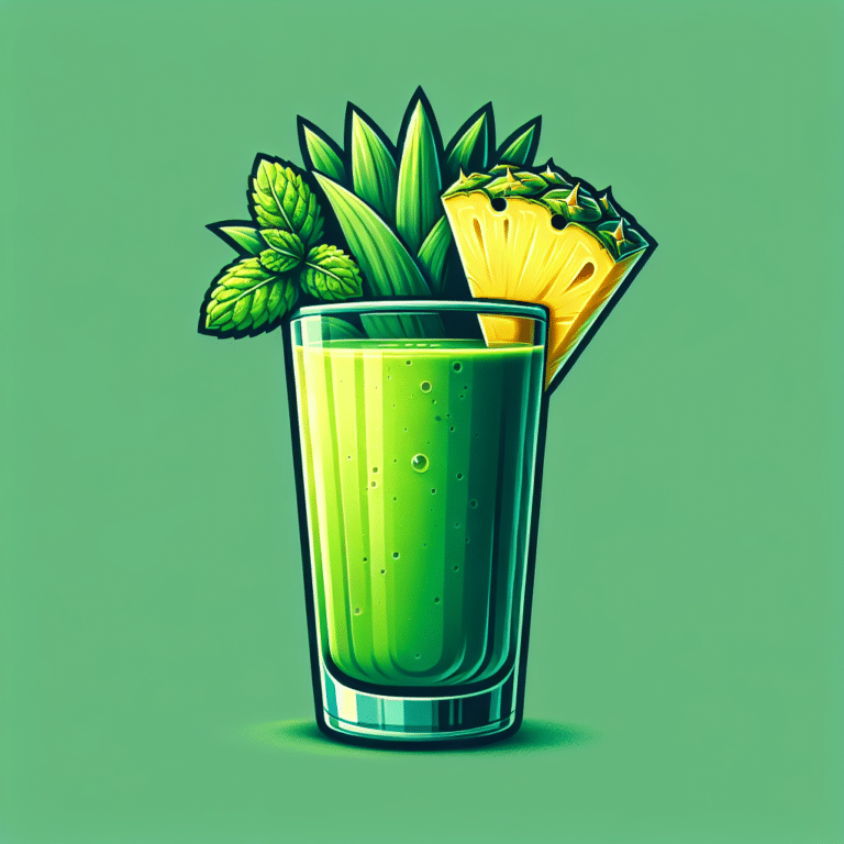 Green Smoothie with Pineapple and Mint