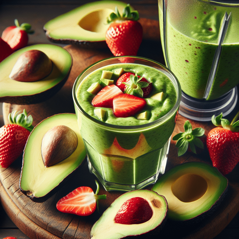 Healthy Avocado and Strawberry Fruit Smoothie Recipe